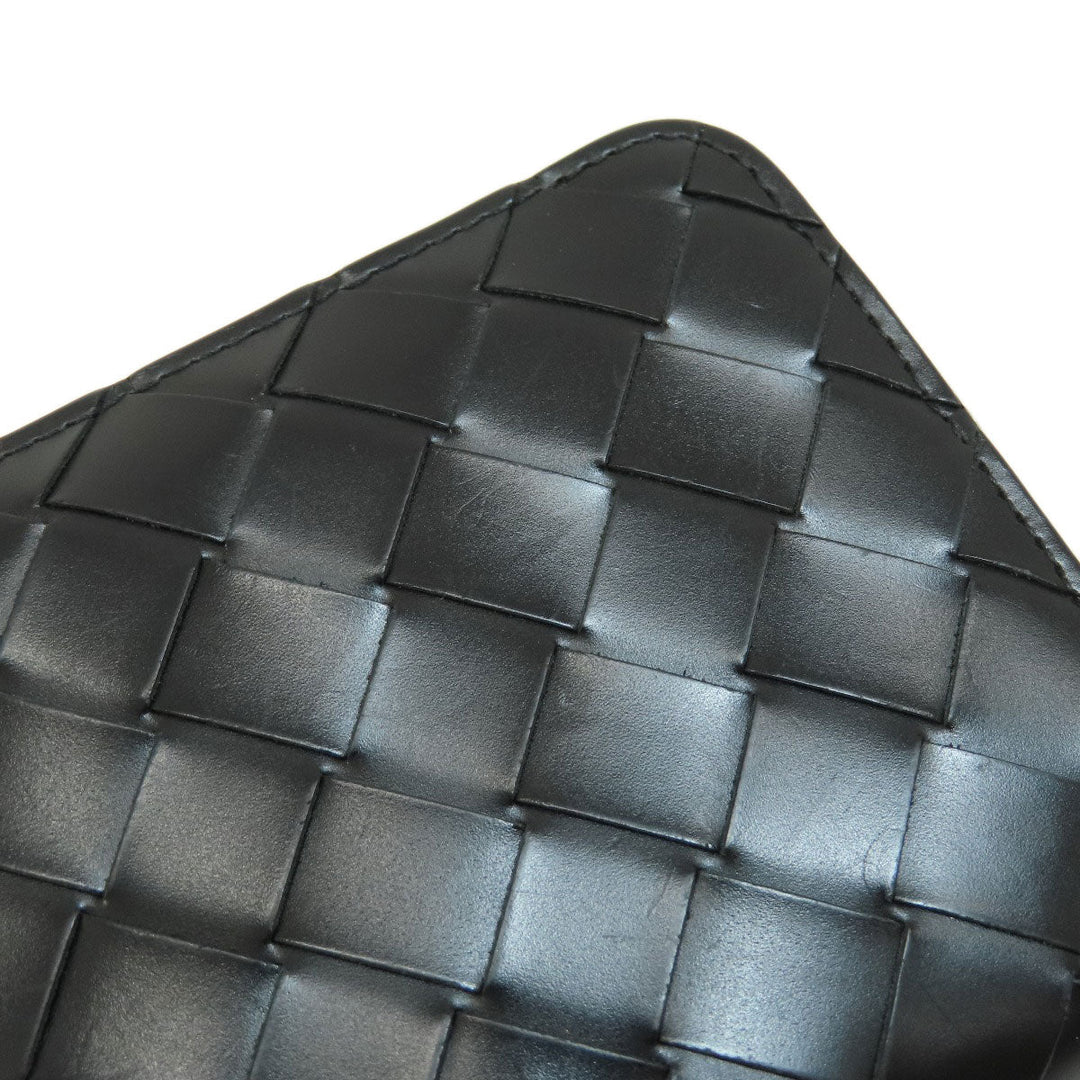 BOTTEGAVENETA Long Wallet Purse leather black INTRECCIATO