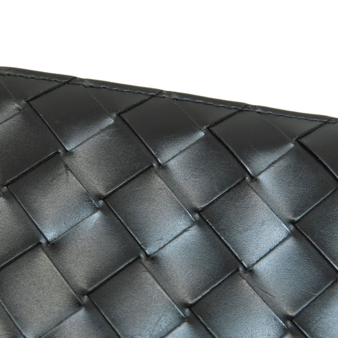 BOTTEGAVENETA Long Wallet Purse leather black INTRECCIATO