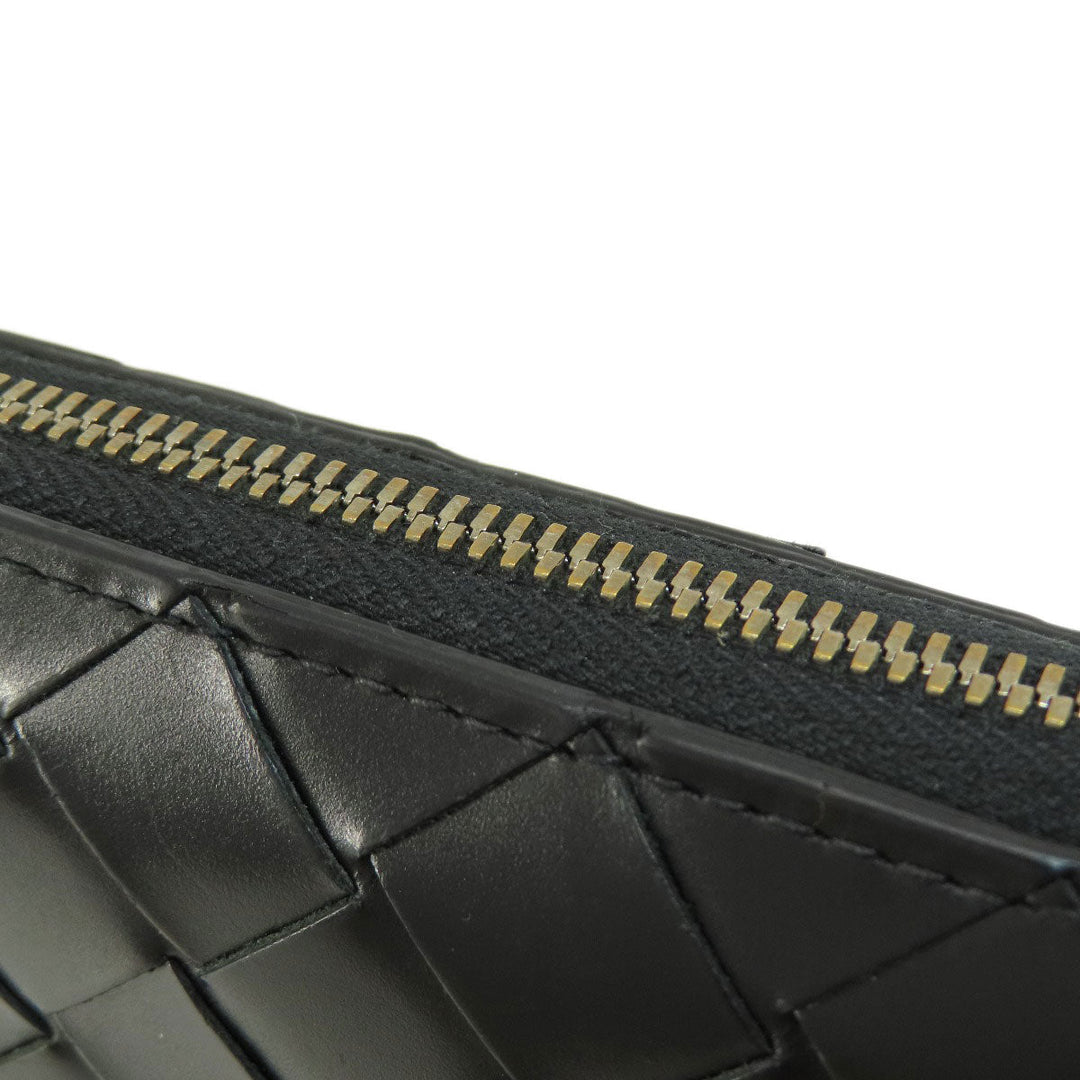 BOTTEGAVENETA Long Wallet Purse leather black INTRECCIATO