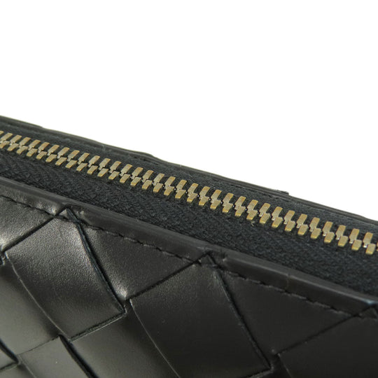 BOTTEGAVENETA Long Wallet Purse leather black INTRECCIATO
