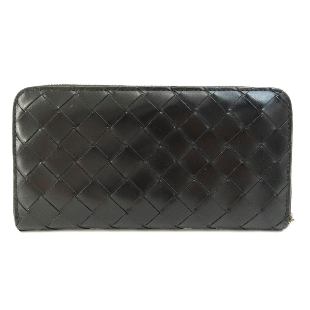 BOTTEGAVENETA Long Wallet Purse leather black INTRECCIATO