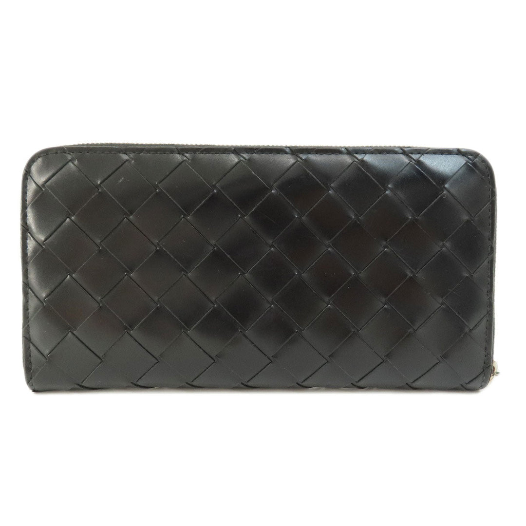 BOTTEGAVENETA Long Wallet Purse leather black INTRECCIATO