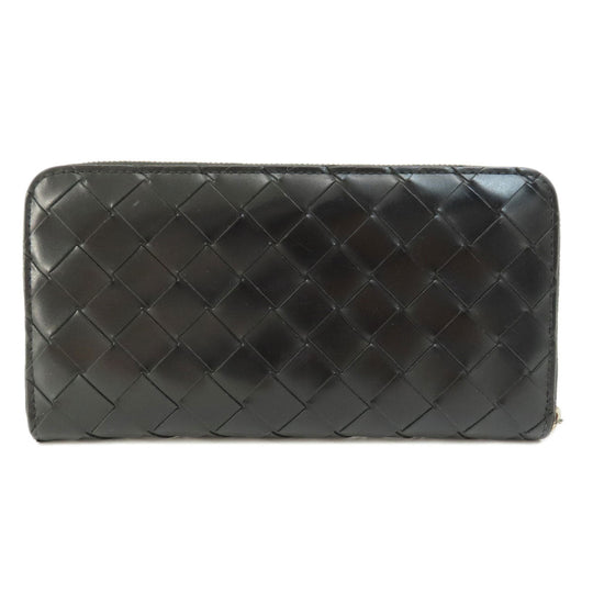BOTTEGAVENETA Long Wallet Purse leather black INTRECCIATO