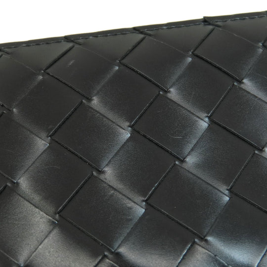 BOTTEGAVENETA Long Wallet Purse leather black INTRECCIATO