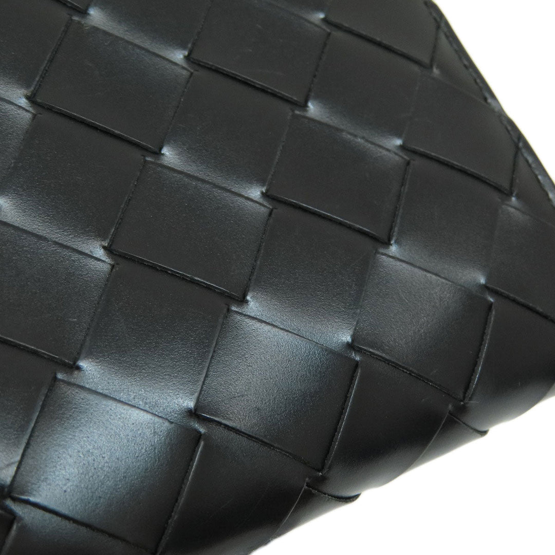 BOTTEGAVENETA Long Wallet Purse leather black INTRECCIATO