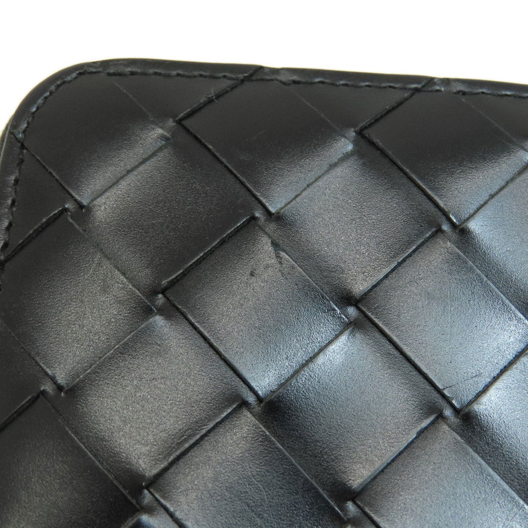 BOTTEGAVENETA Long Wallet Purse leather black INTRECCIATO