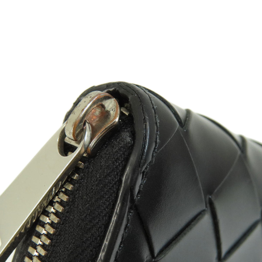 BOTTEGAVENETA Long Wallet Purse leather black INTRECCIATO