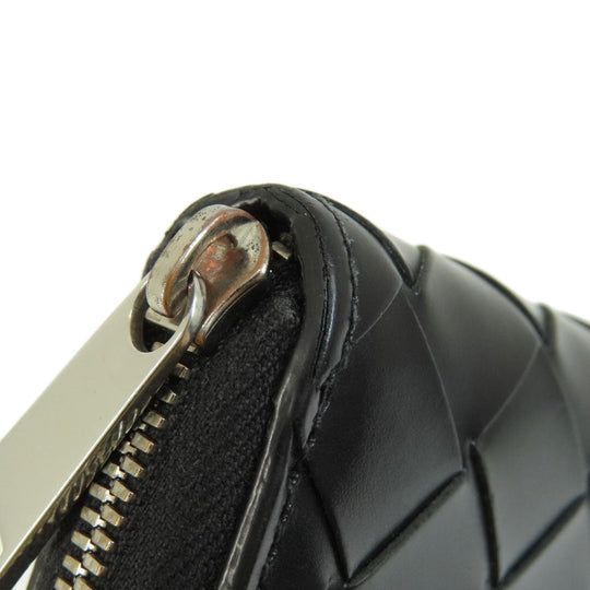 BOTTEGAVENETA Long Wallet Purse leather black INTRECCIATO