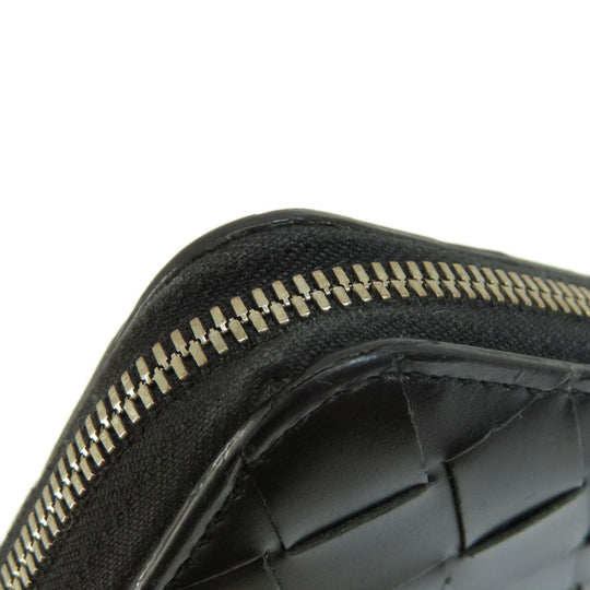 BOTTEGAVENETA Long Wallet Purse leather black INTRECCIATO