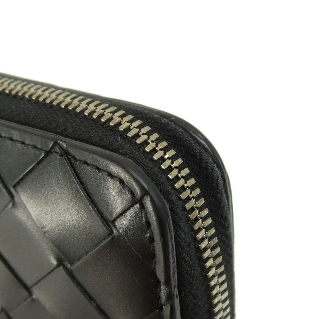 BOTTEGAVENETA Long Wallet Purse leather black INTRECCIATO