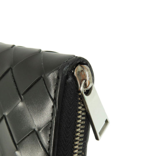 BOTTEGAVENETA Long Wallet Purse leather black INTRECCIATO