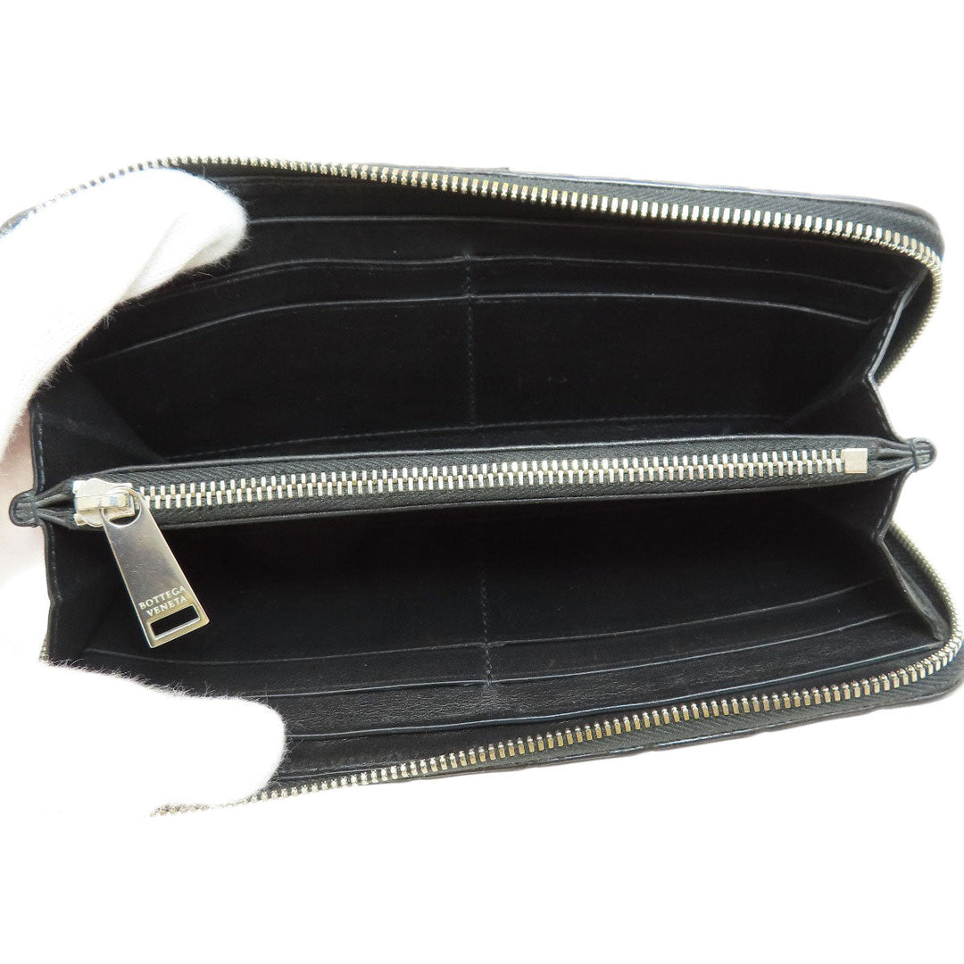 BOTTEGAVENETA Long Wallet Purse leather black INTRECCIATO