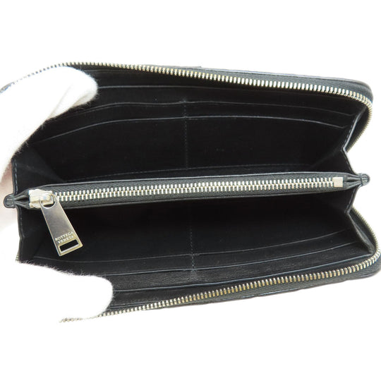 BOTTEGAVENETA Long Wallet Purse leather black INTRECCIATO