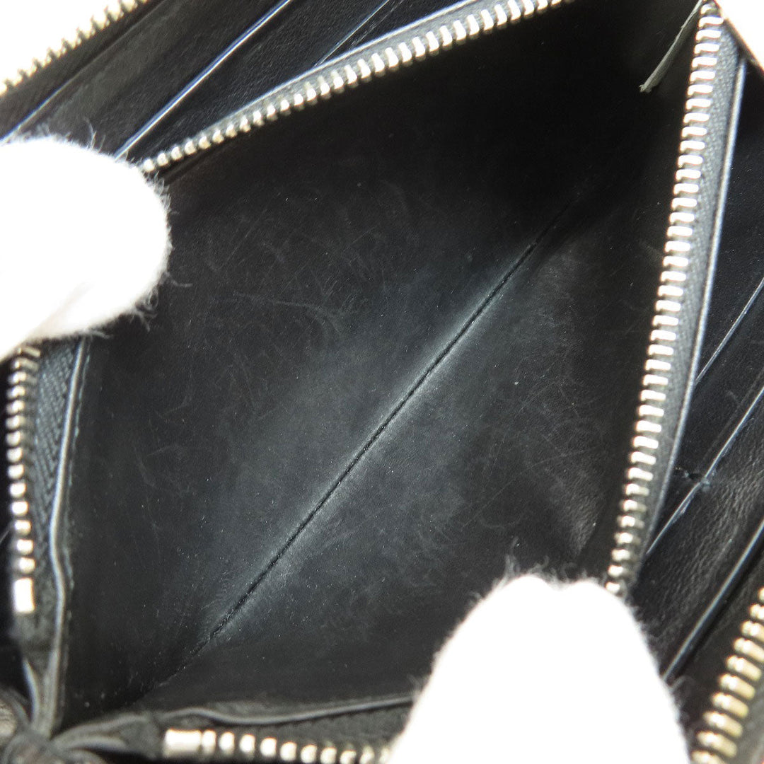 BOTTEGAVENETA Long Wallet Purse leather black INTRECCIATO