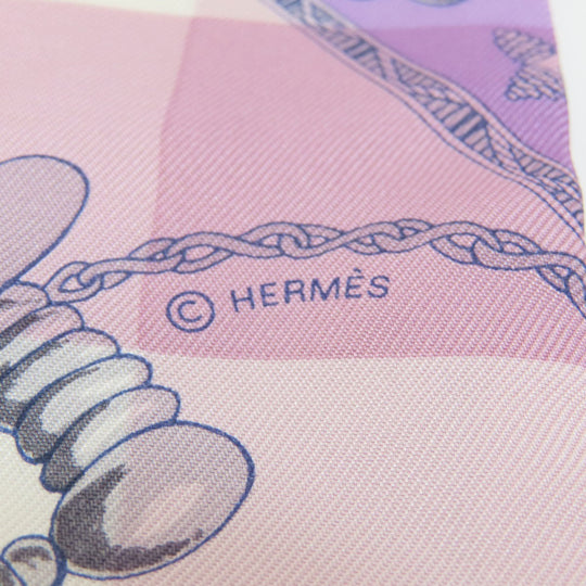 HERMES scarf silk purple Twilly Women Used Authentic