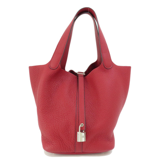 HERMES Handbag Taurillon Clemence Red Picotin Lock MM Red SilverMetal Women Used Authentic