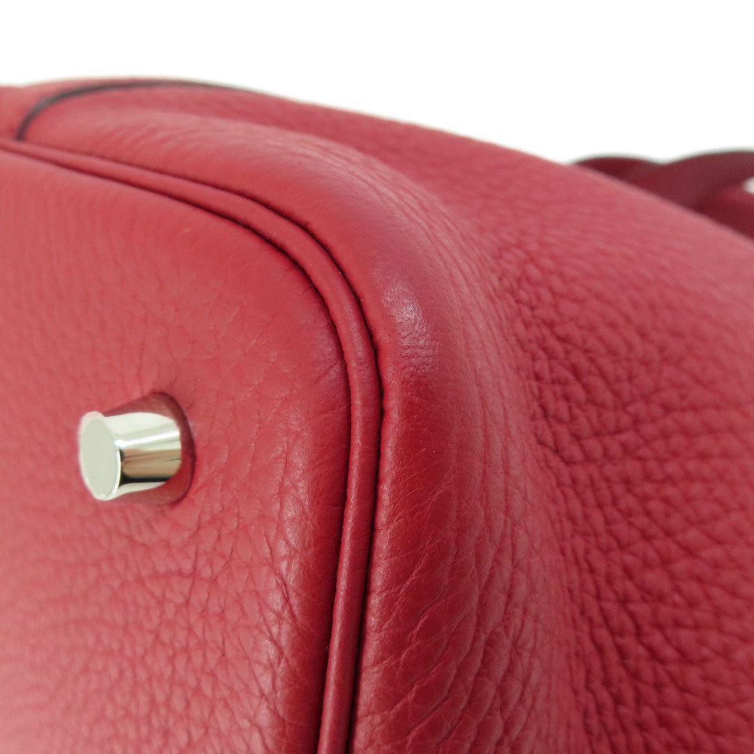 HERMES Handbag Taurillon Clemence Red Picotin Lock MM Red SilverMetal Women Used Authentic