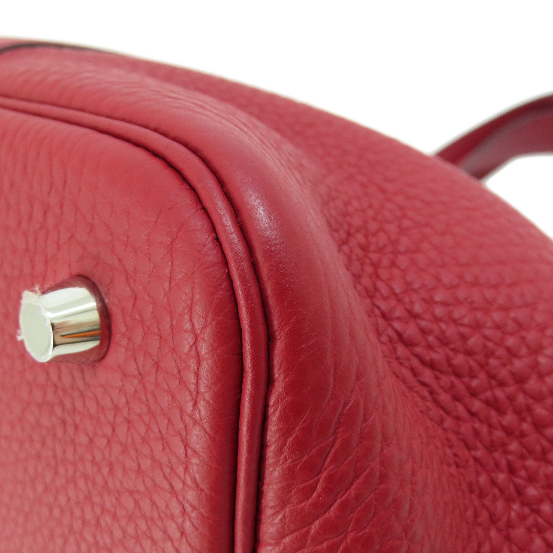 HERMES Handbag Taurillon Clemence Red Picotin Lock MM Red SilverMetal Women Used Authentic