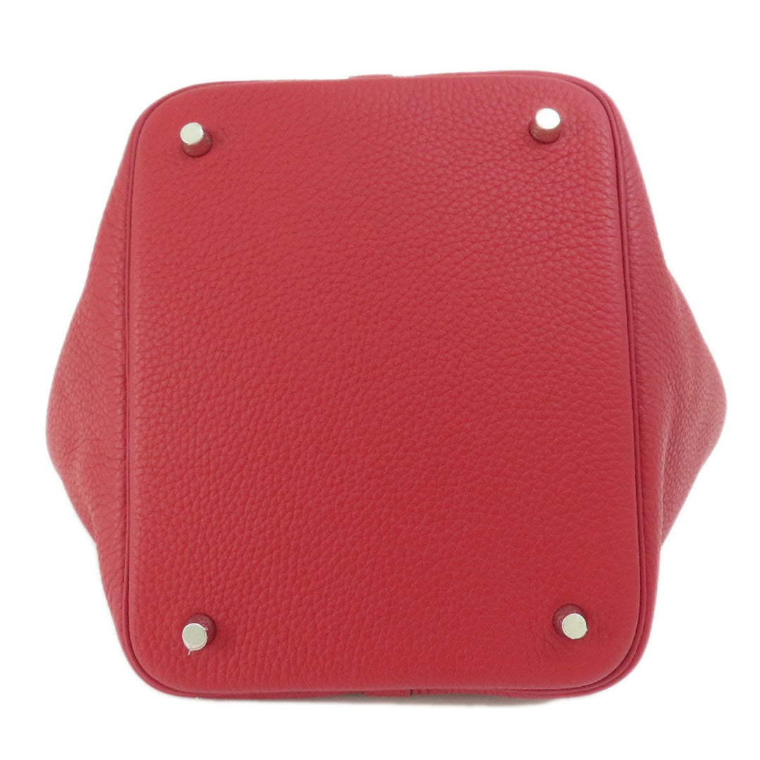 HERMES Handbag Taurillon Clemence Red Picotin Lock MM Red SilverMetal Women Used Authentic