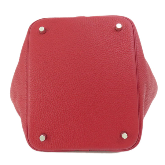 HERMES Handbag Taurillon Clemence Red Picotin Lock MM Red SilverMetal Women Used Authentic