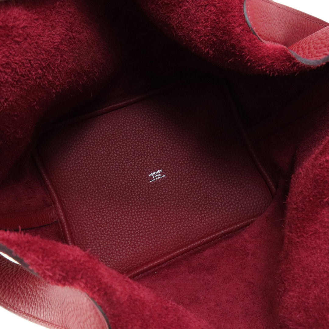 HERMES Handbag Taurillon Clemence Red Picotin Lock MM Red SilverMetal Women Used Authentic