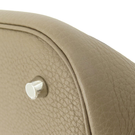 HERMES Handbag Taurillon Clemence Brown Picotin Lock GM Etoupe Etoupe SilverMetal Women Used Authentic
