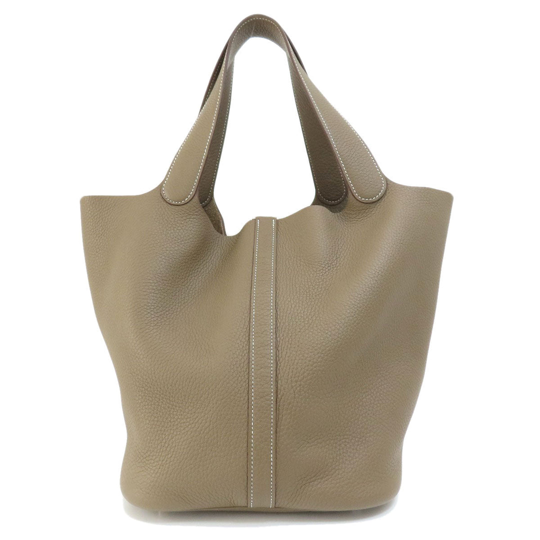 HERMES Handbag Taurillon Clemence Brown Picotin Lock GM Etoupe Etoupe SilverMetal Women Used Authentic
