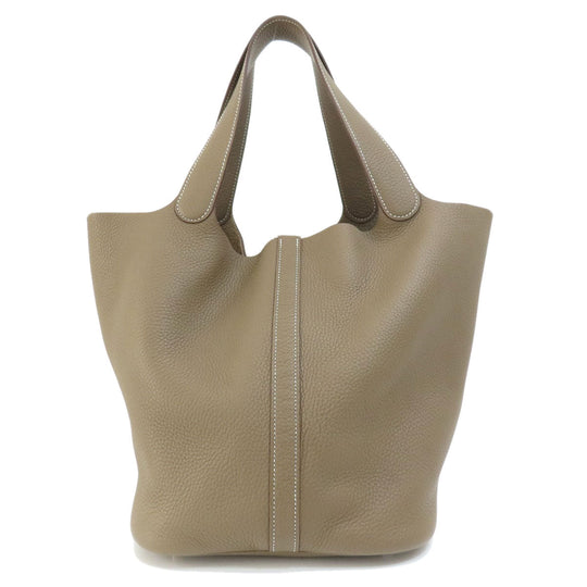 HERMES Handbag Taurillon Clemence Brown Picotin Lock GM Etoupe Etoupe SilverMetal Women Used Authentic