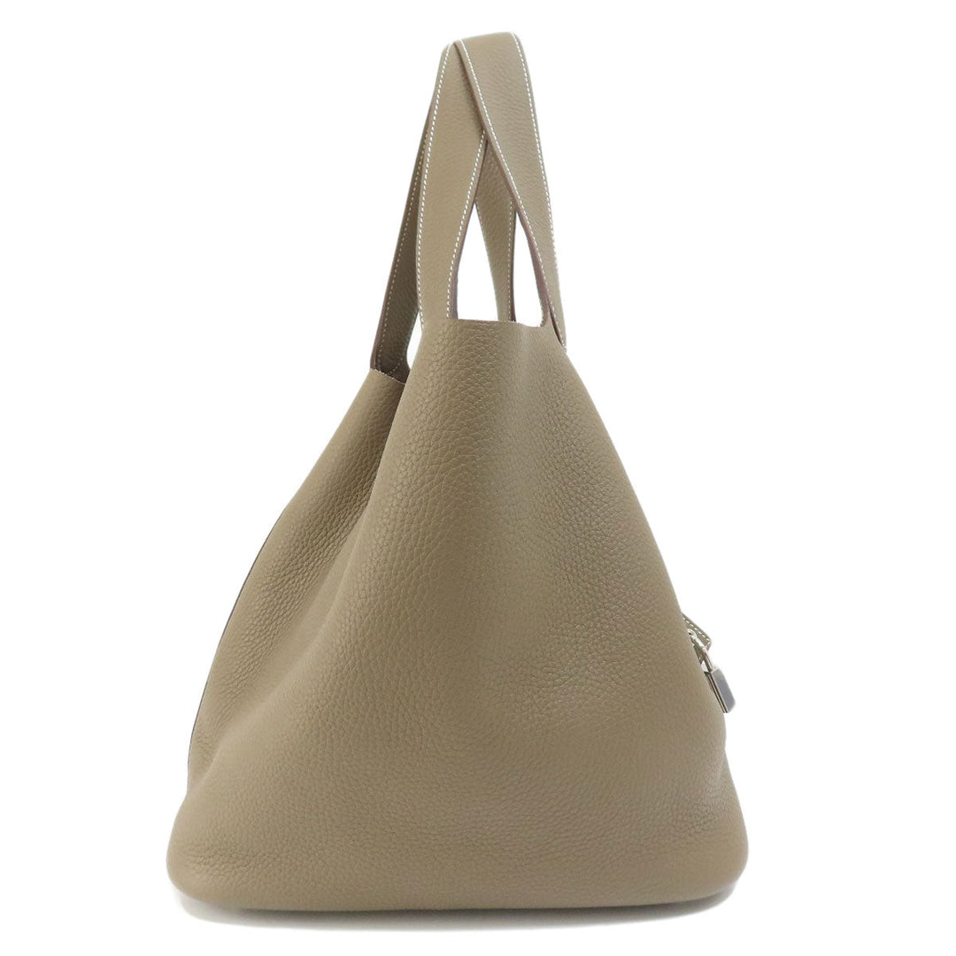 HERMES Handbag Taurillon Clemence Brown Picotin Lock GM Etoupe Etoupe SilverMetal Women Used Authentic