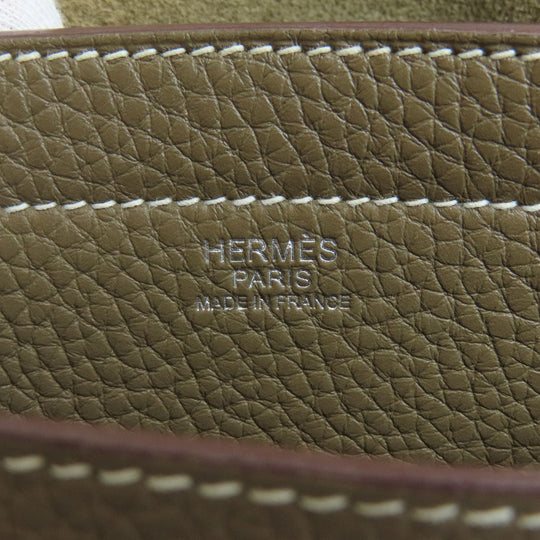 HERMES Tote Bag Taurillon Clemence Brown Cabasserie 31 Etoupe Etoupe Women Used Authentic