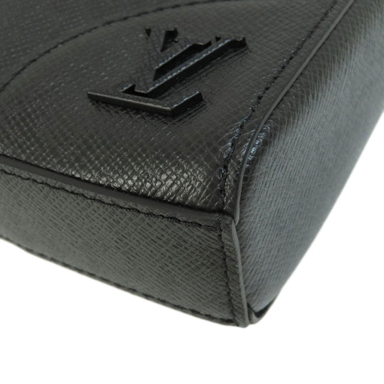 LOUIS VUITTON Business bag M30810 Taiga Leather black slim briefcase mens Used Authentic