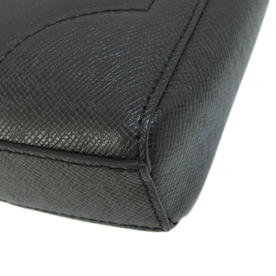 LOUIS VUITTON Business bag M30810 Taiga Leather black slim briefcase mens Used Authentic