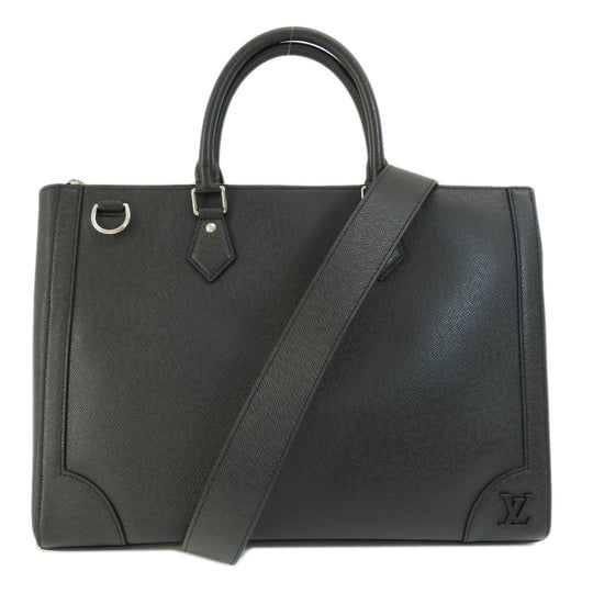 LOUIS VUITTON Business bag M30810 Taiga Leather black slim briefcase mens Used Authentic