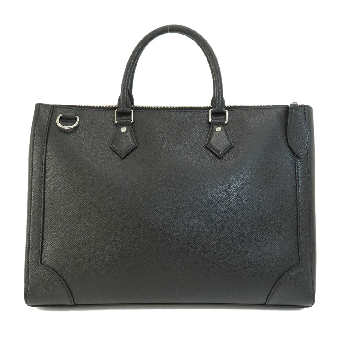 LOUIS VUITTON Business bag M30810 Taiga Leather black slim briefcase mens Used Authentic