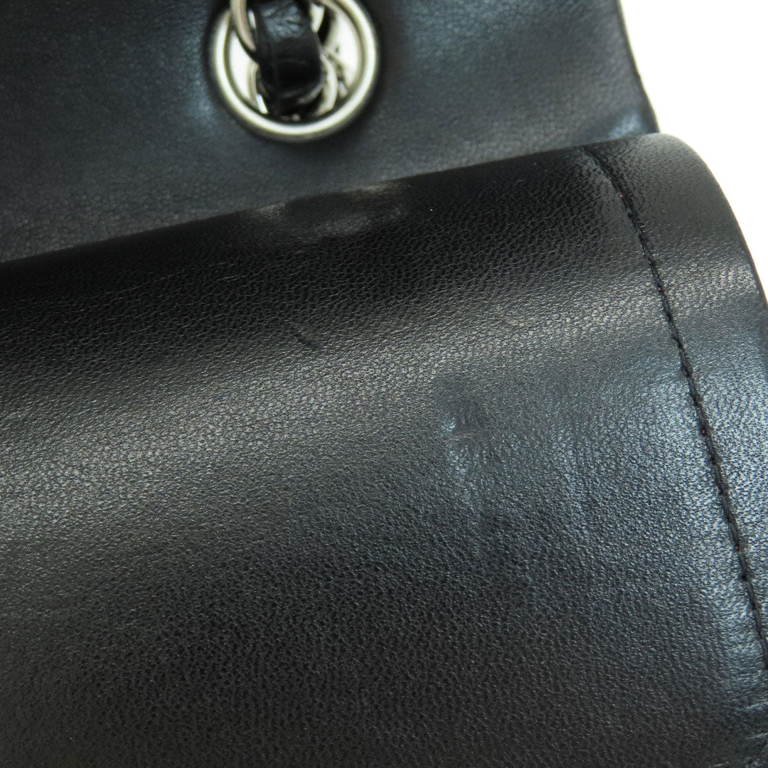 CHANEL Shoulder Bag lambskin black ChainShoulder Matelasse SilverMetal Women Used Authentic