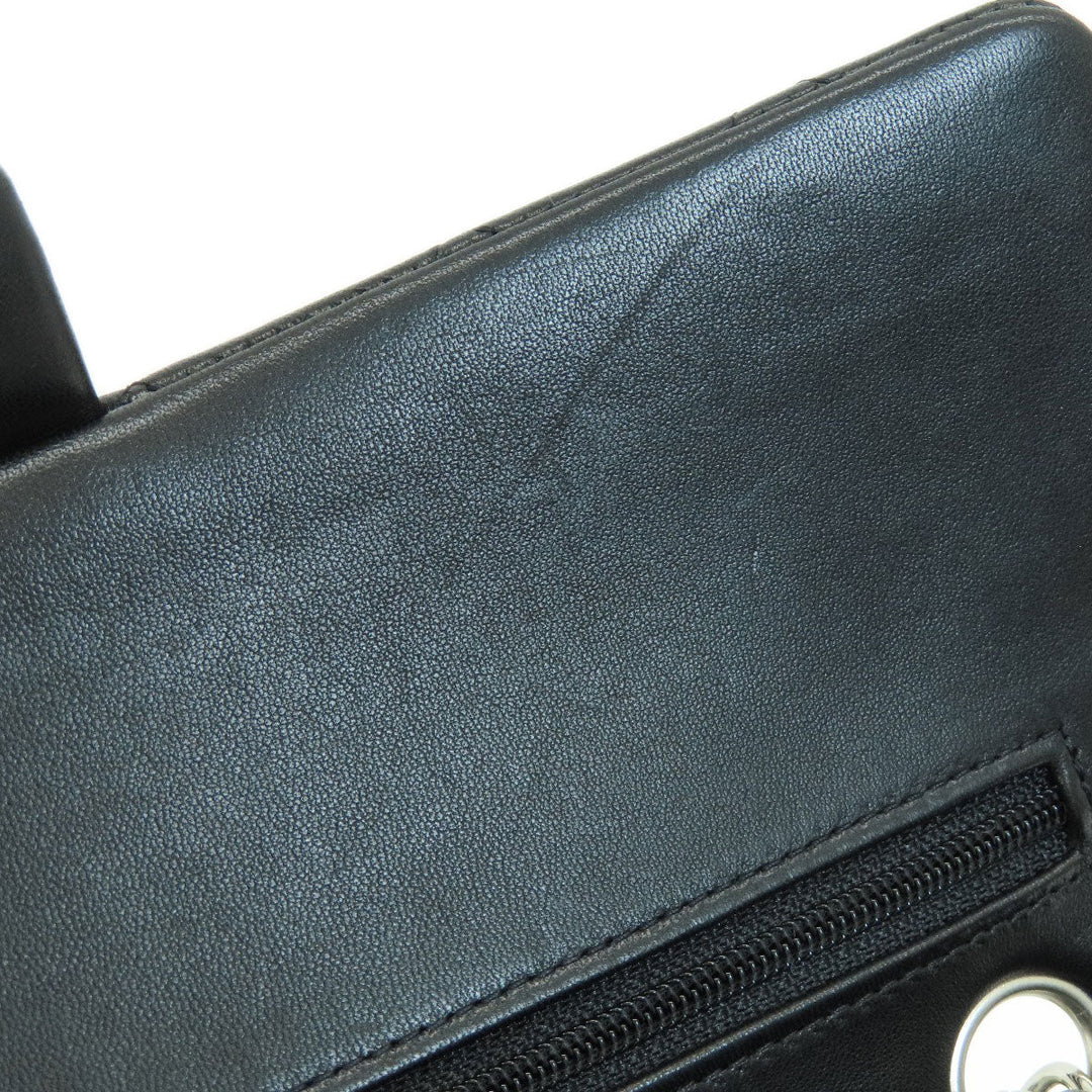 CHANEL Shoulder Bag lambskin black ChainShoulder Matelasse SilverMetal Women Used Authentic