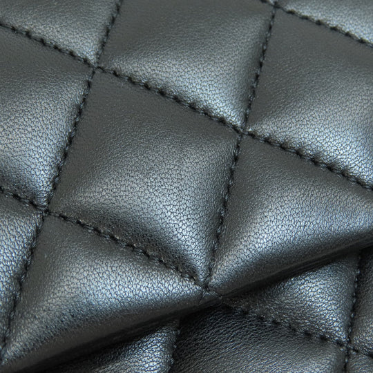 CHANEL Shoulder Bag lambskin black ChainShoulder Matelasse SilverMetal Women Used Authentic