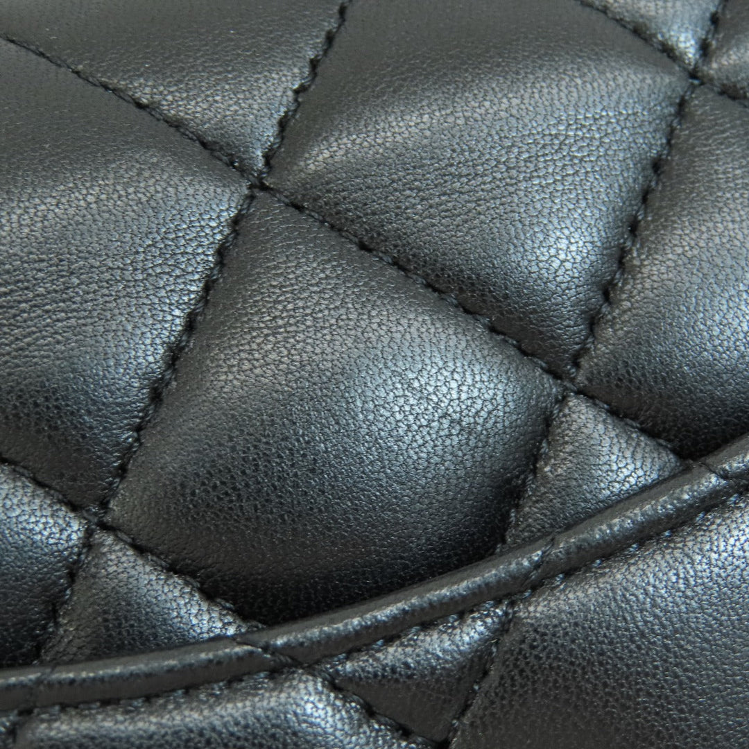 CHANEL Shoulder Bag lambskin black ChainShoulder Matelasse SilverMetal Women Used Authentic