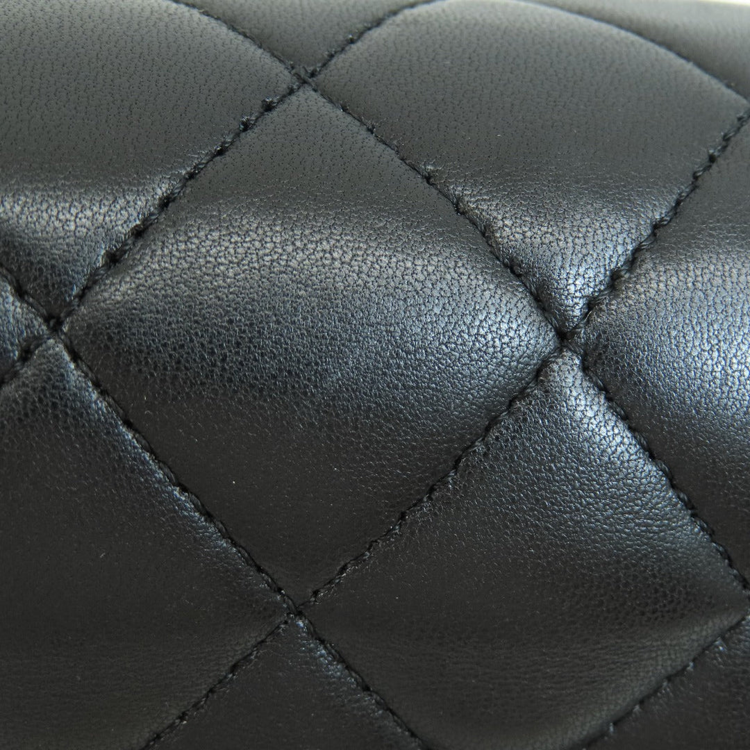 CHANEL Shoulder Bag lambskin black ChainShoulder Matelasse SilverMetal Women Used Authentic