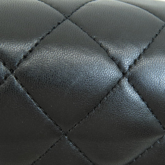 CHANEL Shoulder Bag lambskin black ChainShoulder Matelasse SilverMetal Women Used Authentic