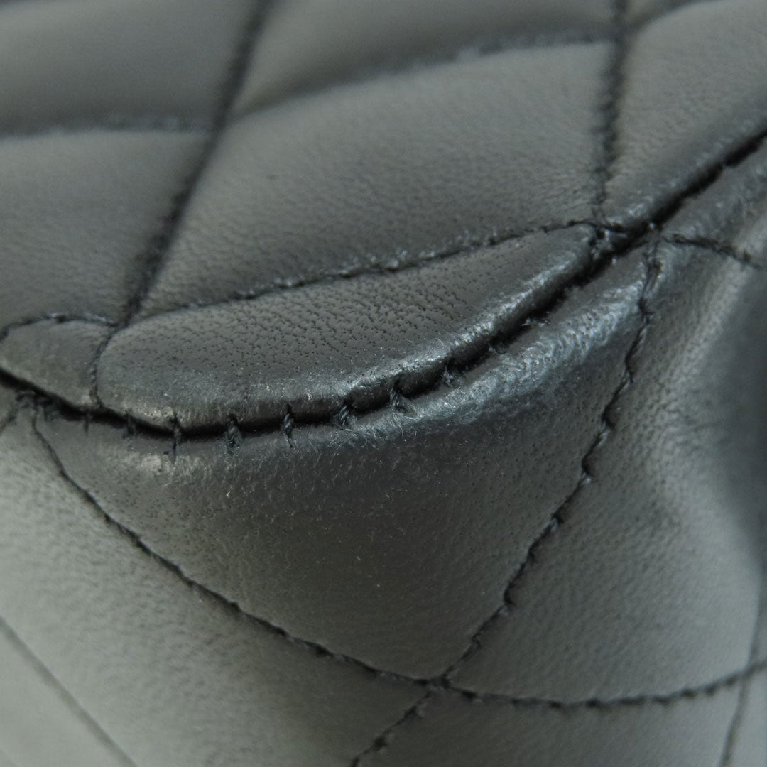 CHANEL Shoulder Bag lambskin black ChainShoulder Matelasse SilverMetal Women Used Authentic