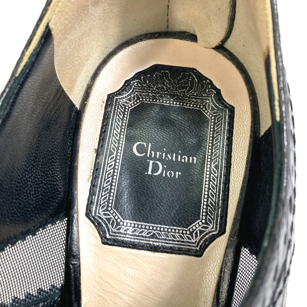 Dior Sandals leather black mesh punching Women 36 Used Authentic