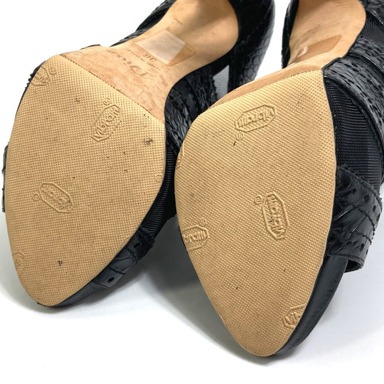 Dior Sandals leather black mesh punching Women 36 Used Authentic