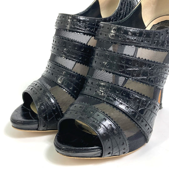 Dior Sandals leather black mesh punching Women 36 Used Authentic