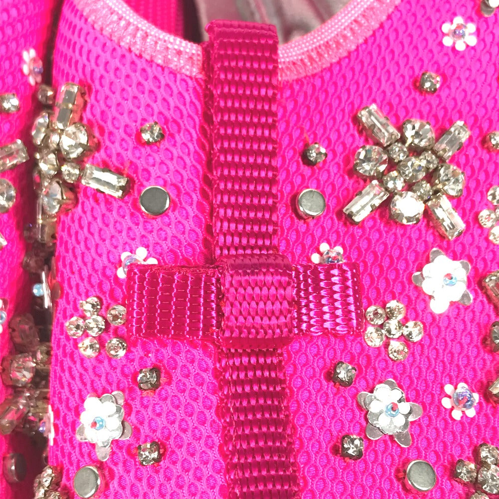 Dior sneakers mesh pink Bijou Rhinestone Flower Women 37.5 Used Authentic