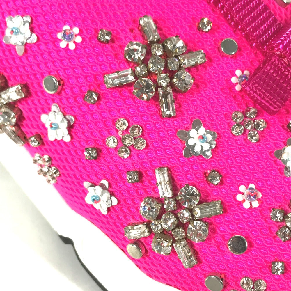 Dior sneakers mesh pink Bijou Rhinestone Flower Women 37.5 Used Authentic