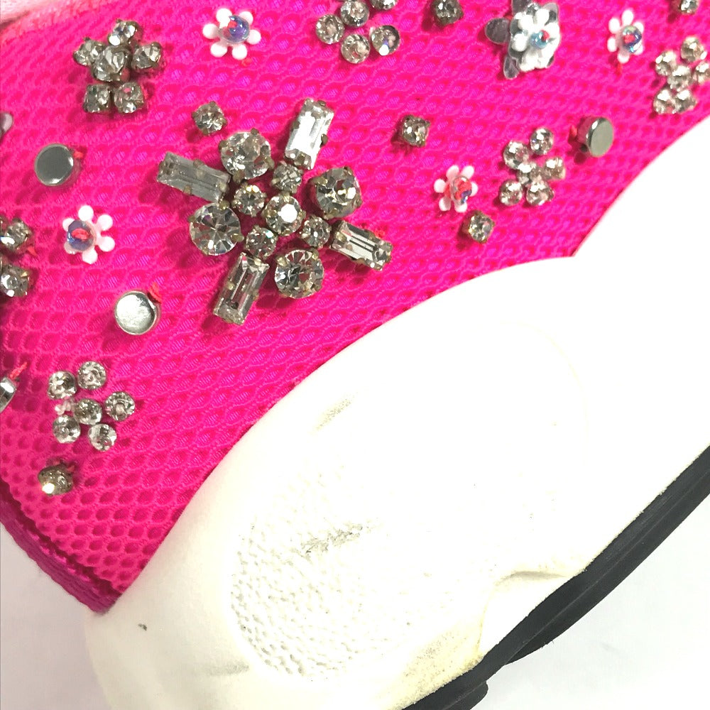 Dior sneakers mesh pink Bijou Rhinestone Flower Women 37.5 Used Authentic