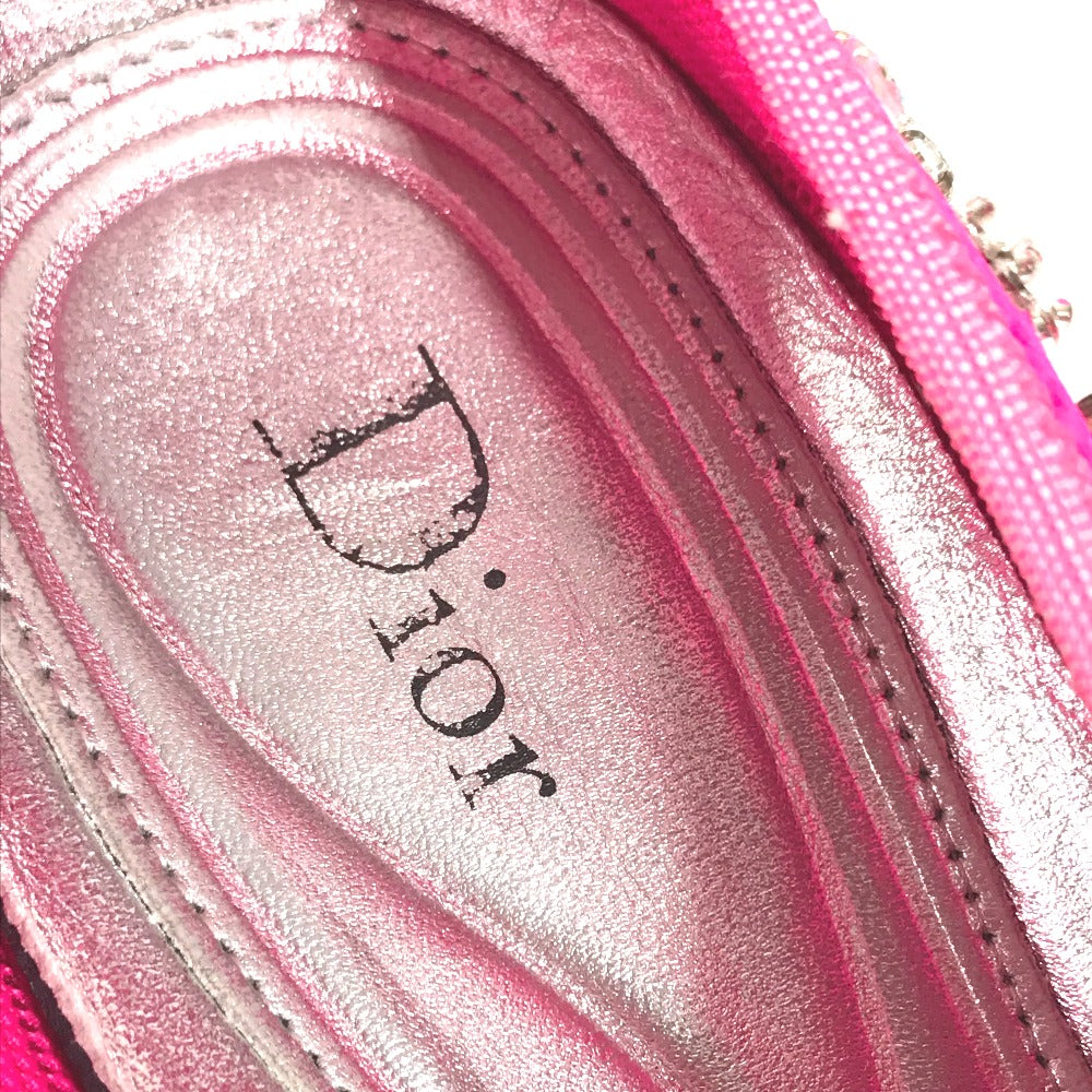 Dior sneakers mesh pink Bijou Rhinestone Flower Women 37.5 Used Authentic