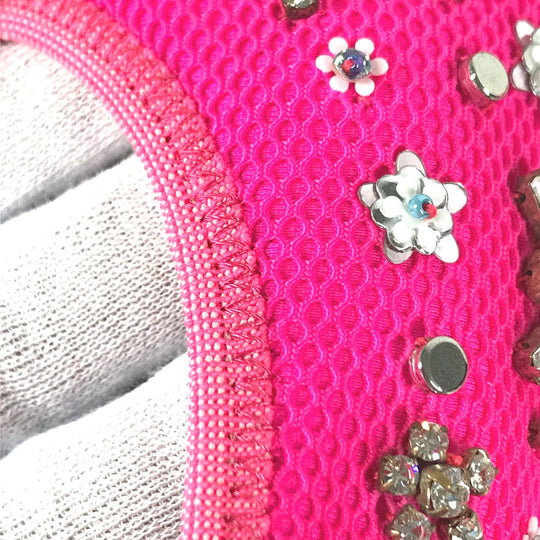 Dior sneakers mesh pink Bijou Rhinestone Flower Women 37.5 Used Authentic