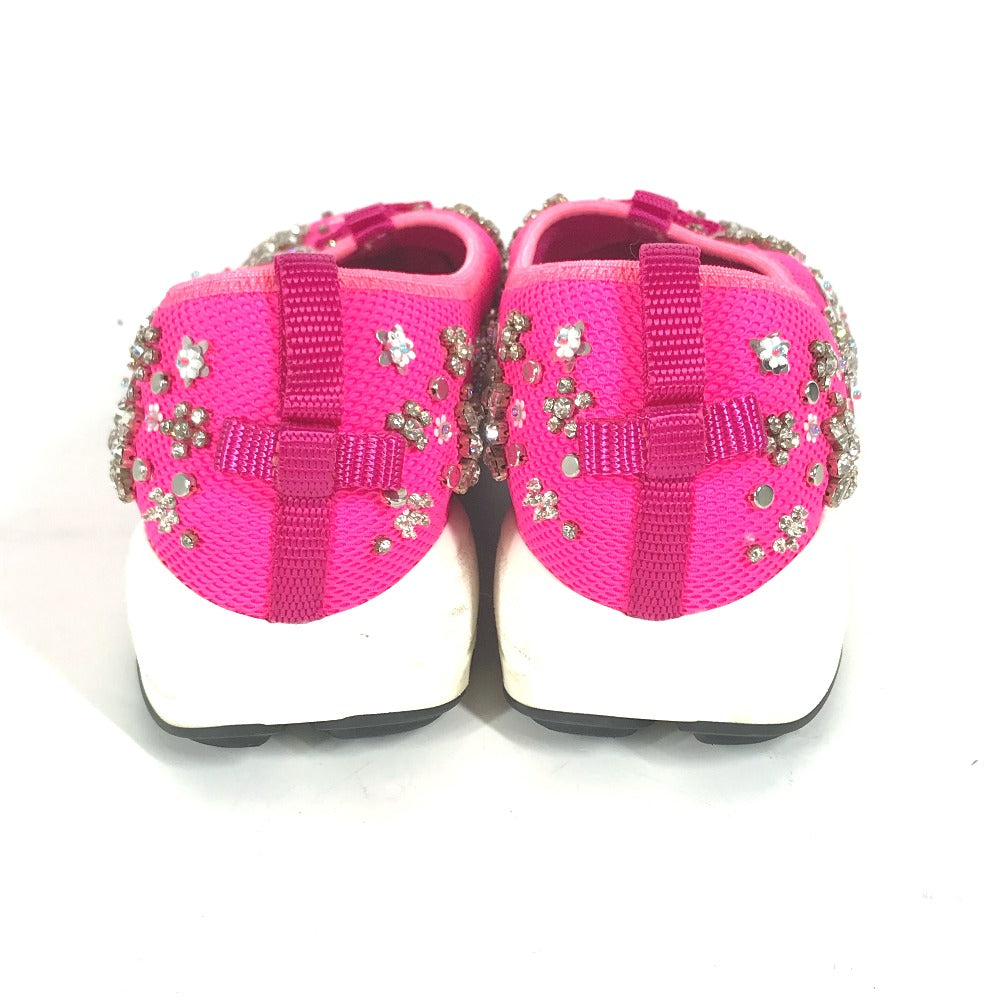 Dior sneakers mesh pink Bijou Rhinestone Flower Women 37.5 Used Authentic